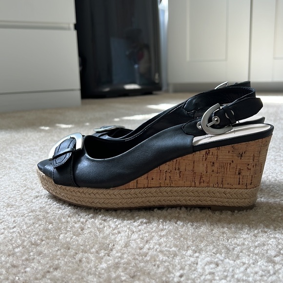 FRANCO SARTO LEATHER WEDGE SLING BACKS 8.5 - Picture 3 of 7